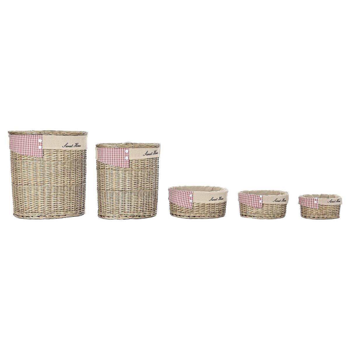 Korgset DKD Home Decor Röd Beige Naturell vide Cottage 51 x 37 x 56 cm (5 Delar) (5 antal) - 9
