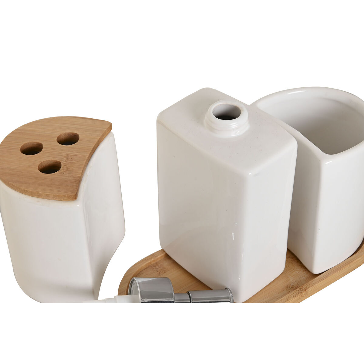 Badkit Home ESPRIT Vit Naturell Bambu Dolomite 19,5 x 10 x 19 cm - 3