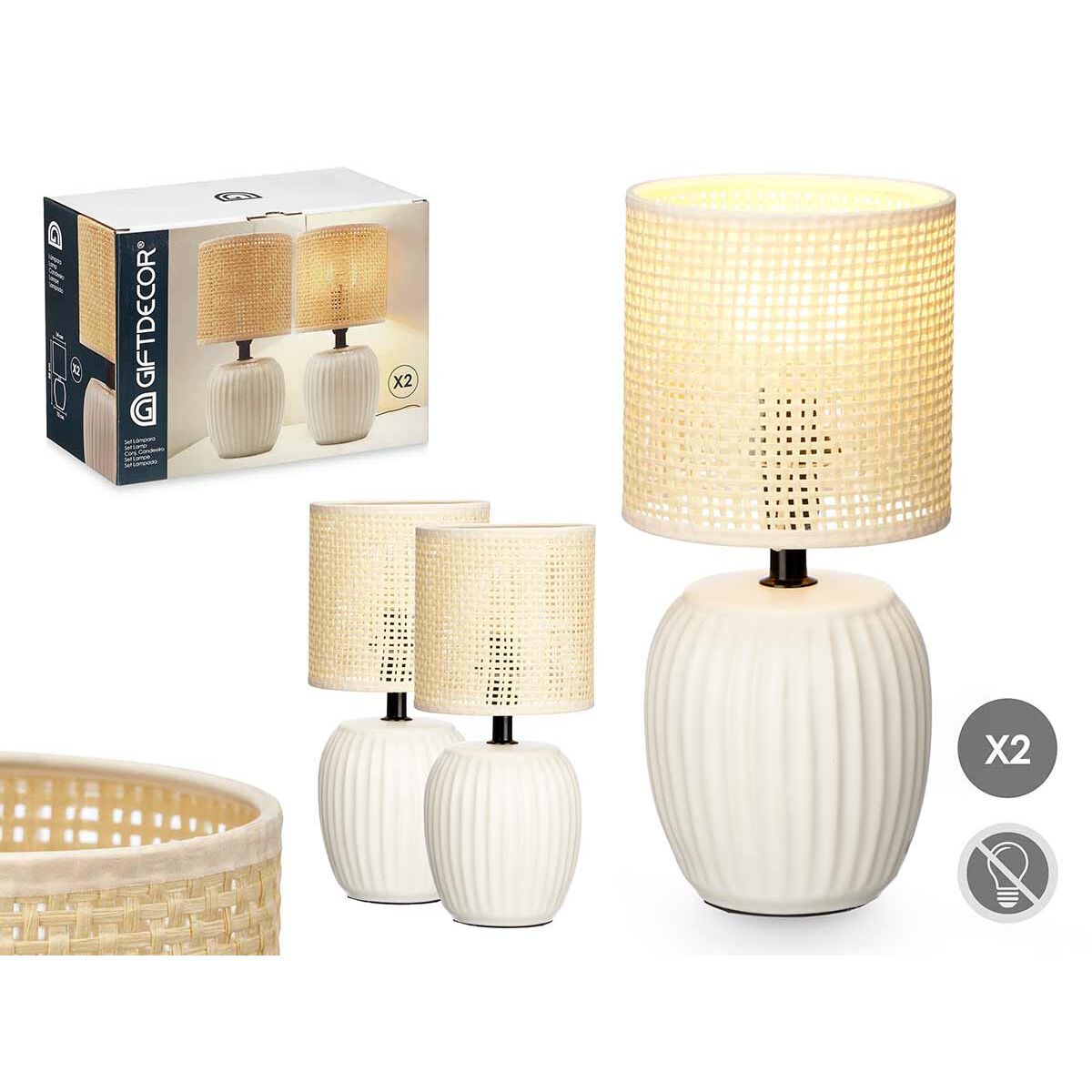 Bordslampa Gift Decor Vit 60 W 2 antal - 2