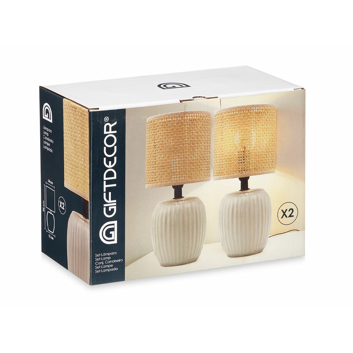 Bordslampa Gift Decor Vit 60 W 2 antal - 3