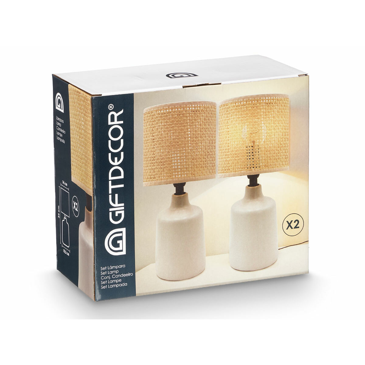 Bordslampa Gift Decor Vit 60 W 2 antal - 3