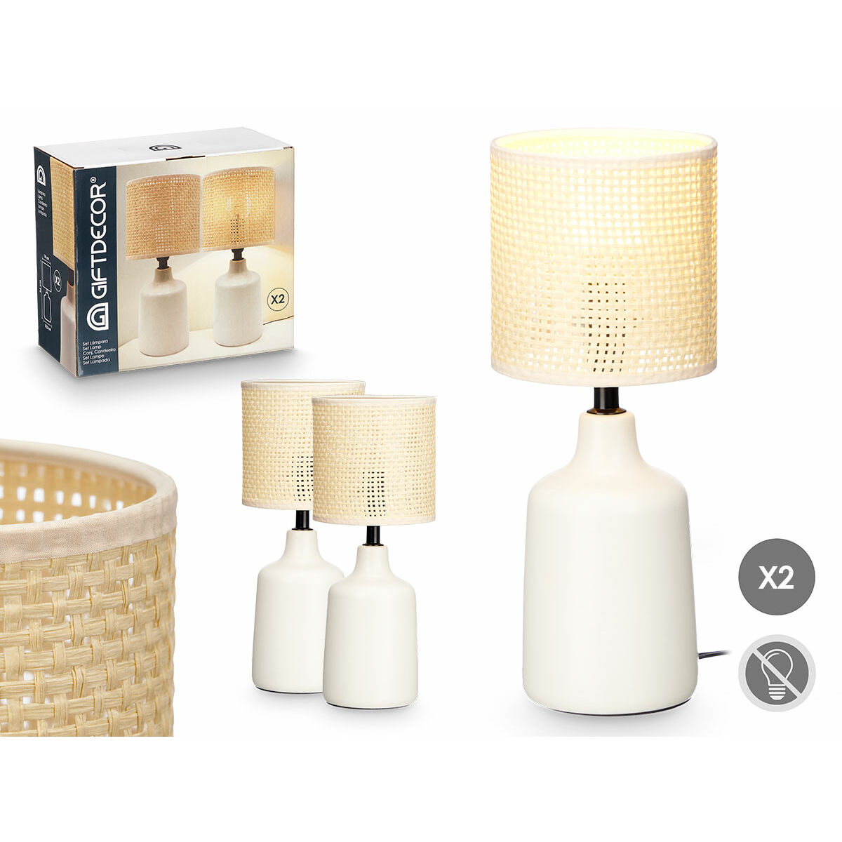 Bordslampa Gift Decor Vit 60 W 2 antal - 2