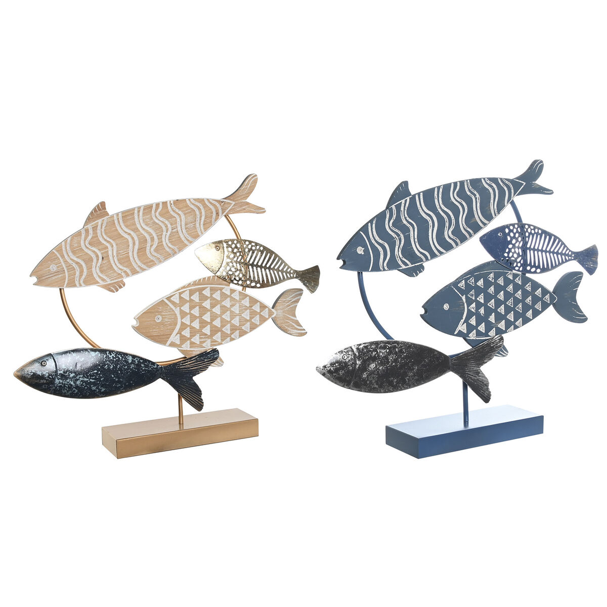 Prydnadsfigur DKD Home Decor 53 x 9 x 45 cm Naturell Blå Gyllene Spiraler Medelhavs (2 antal) - 3
