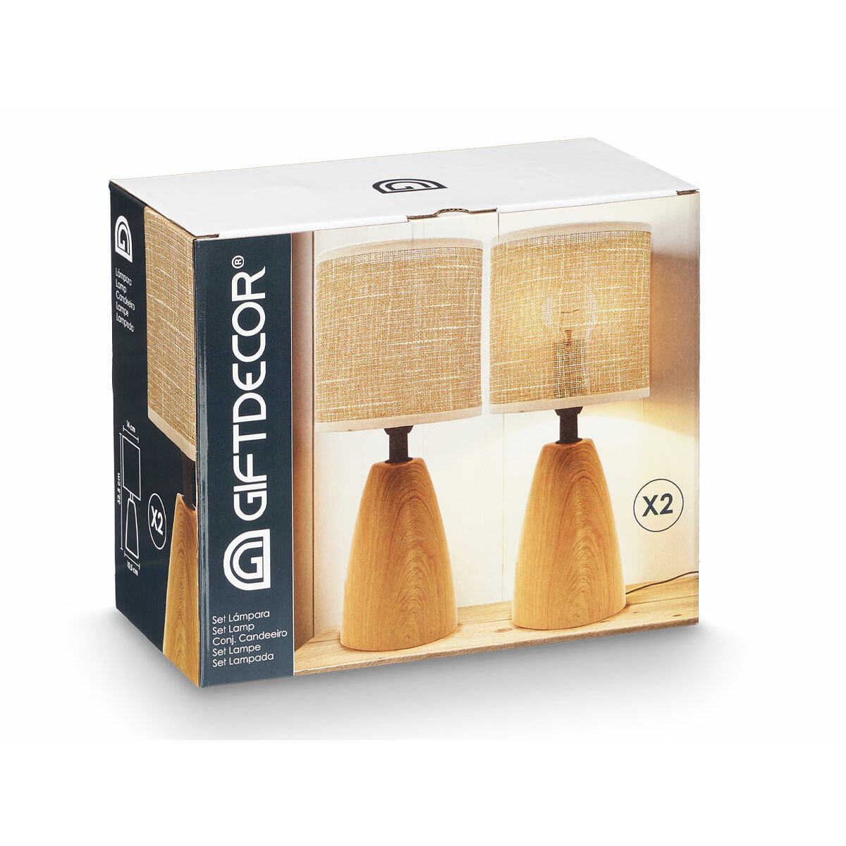 Bordslampa Gift Decor Brun 60 W 2 antal - 3