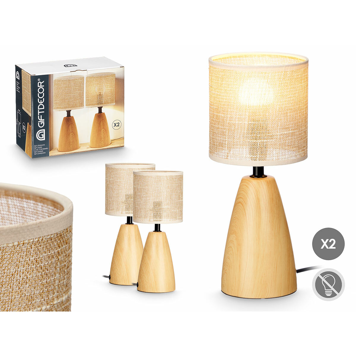 Bordslampa Gift Decor Brun 60 W 2 antal - 2