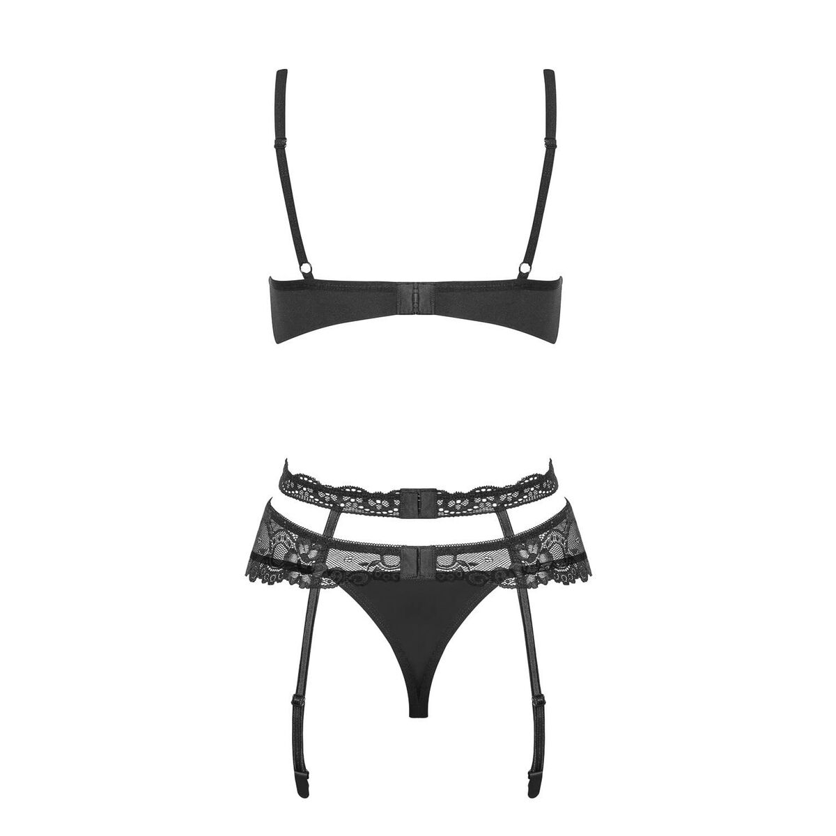 Set med underkläder i läder Obsessive Heartina Svart S/M - 4