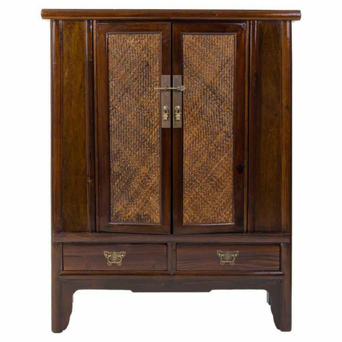 Skåp Alexandra House Living Brun Rattan MDF Almträ 40 x 130 x 100 cm - 2