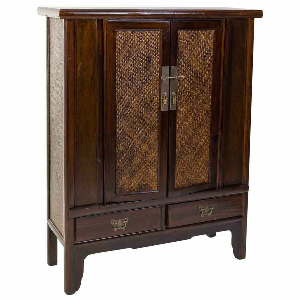 Skåp Alexandra House Living Brun Rattan MDF Almträ 40 x 130 x 100 cm