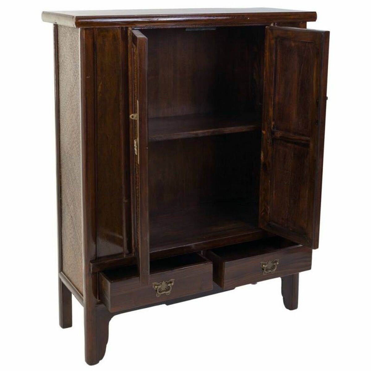 Skåp Alexandra House Living Brun Rattan MDF Almträ 40 x 130 x 100 cm - 3