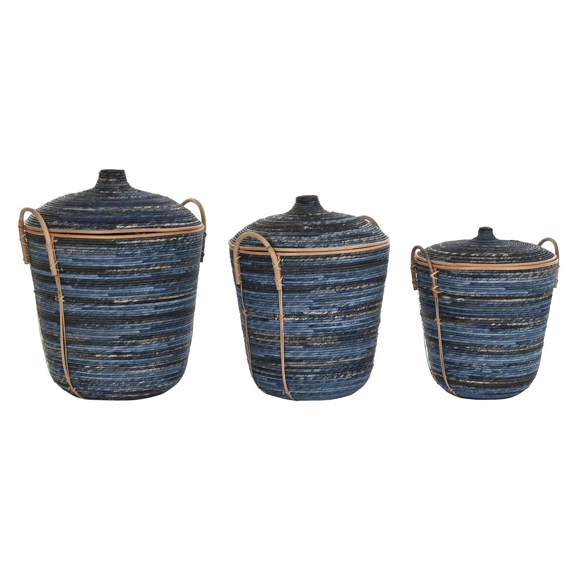 Korg - set DKD Home Decor Blå Svart (3 Delar) - 4