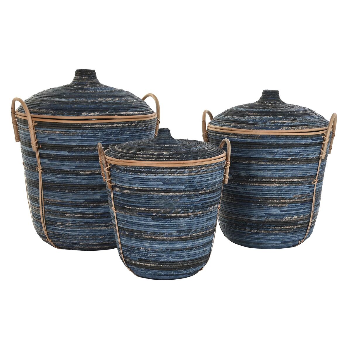 Korg - set DKD Home Decor Blå Svart (3 Delar) - 5