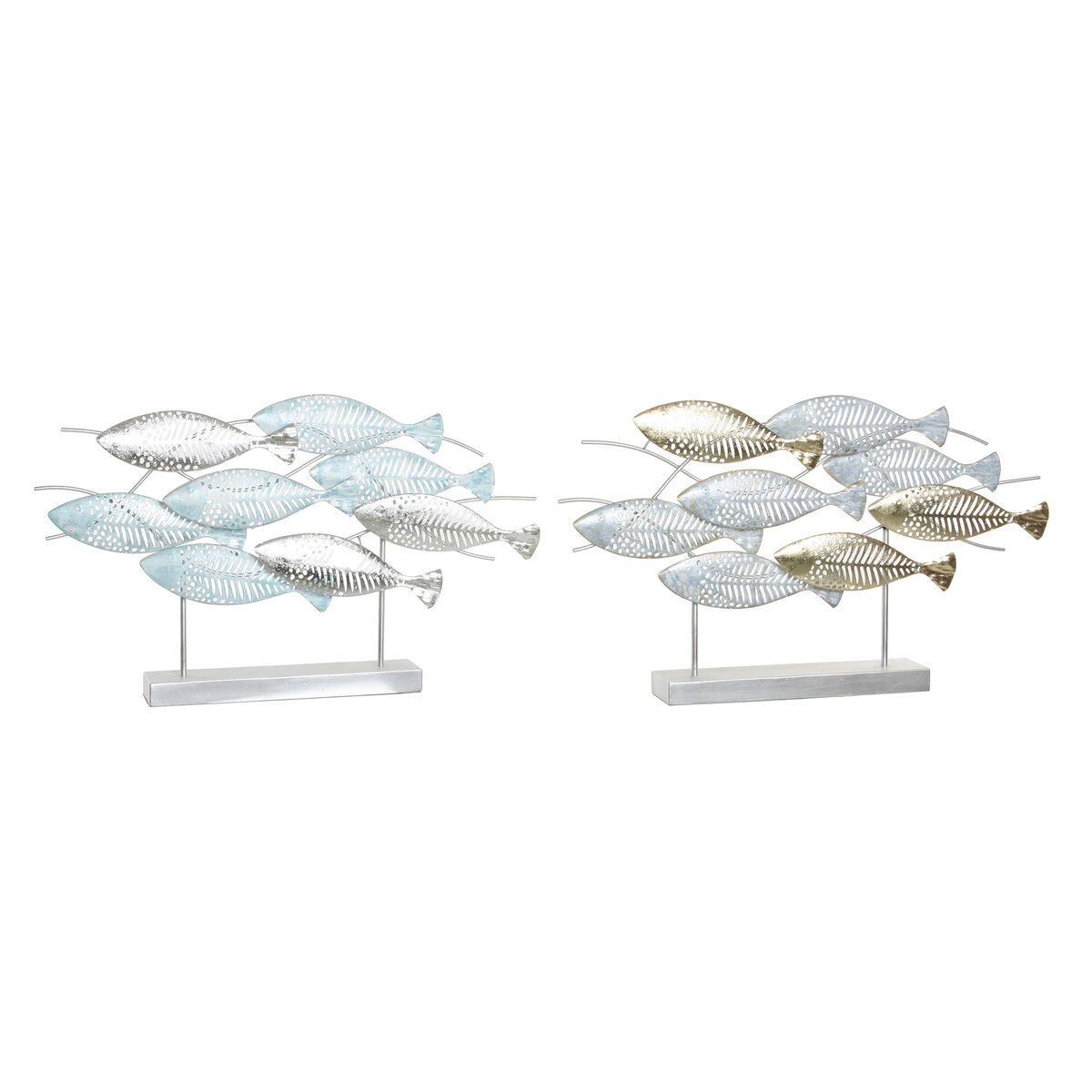 Prydnadsfigur DKD Home Decor 65,4 x 9 x 39,5 cm Silvrig Blå Gyllene Spiraler Medelhavs (2 antal)