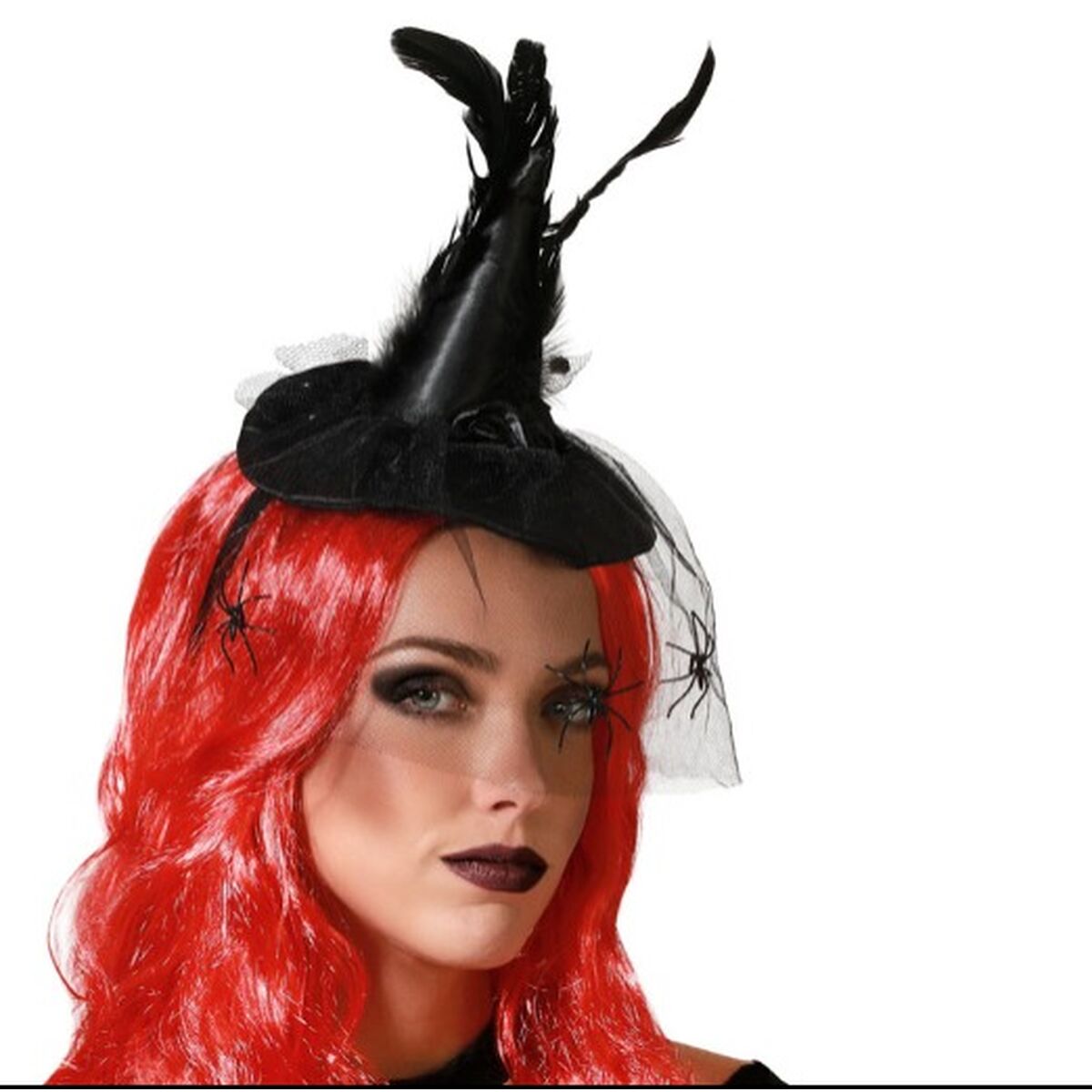 Diadem Hatt Häxa Halloween Fjädrar - 6