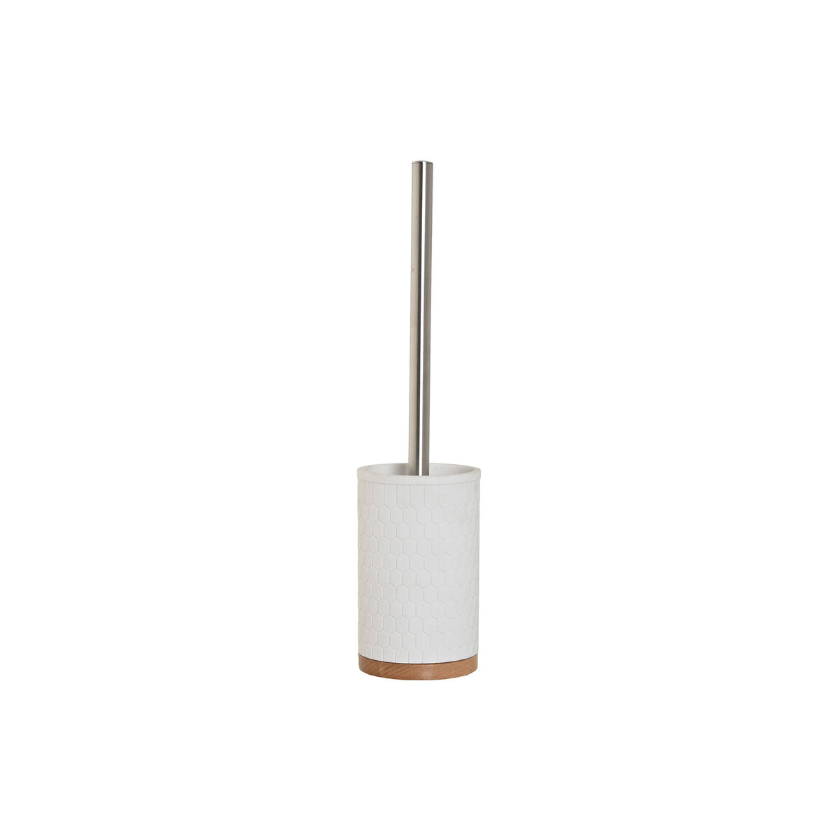 Toalettborste Home ESPRIT Vit Silvrig Naturell Harts Bambu 9 x 9 x 37 cm