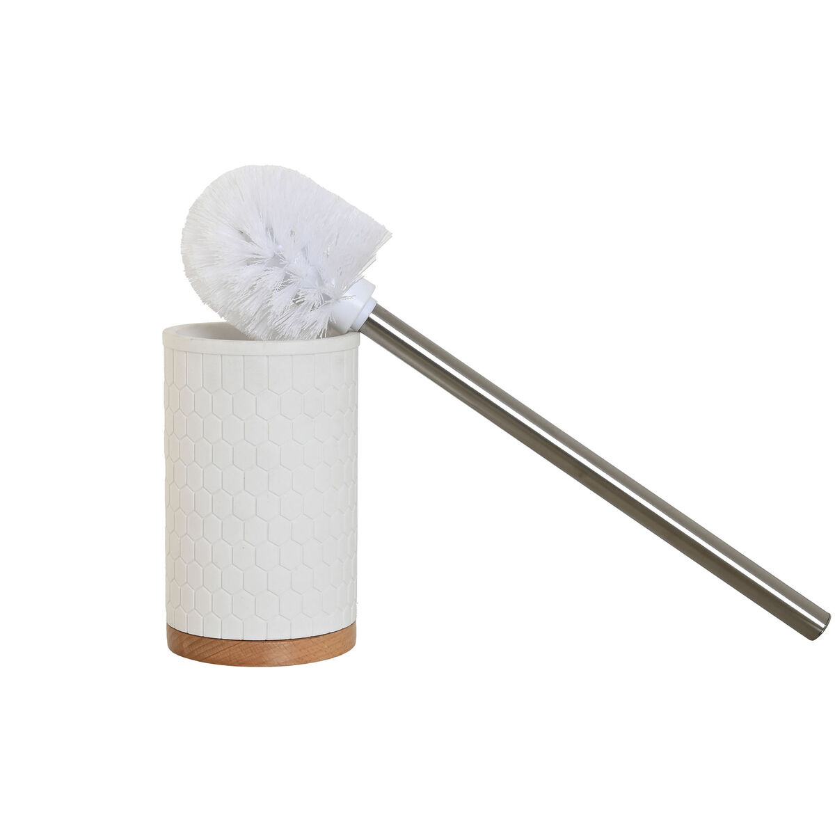Toalettborste Home ESPRIT Vit Silvrig Naturell Harts Bambu 9 x 9 x 37 cm - 2
