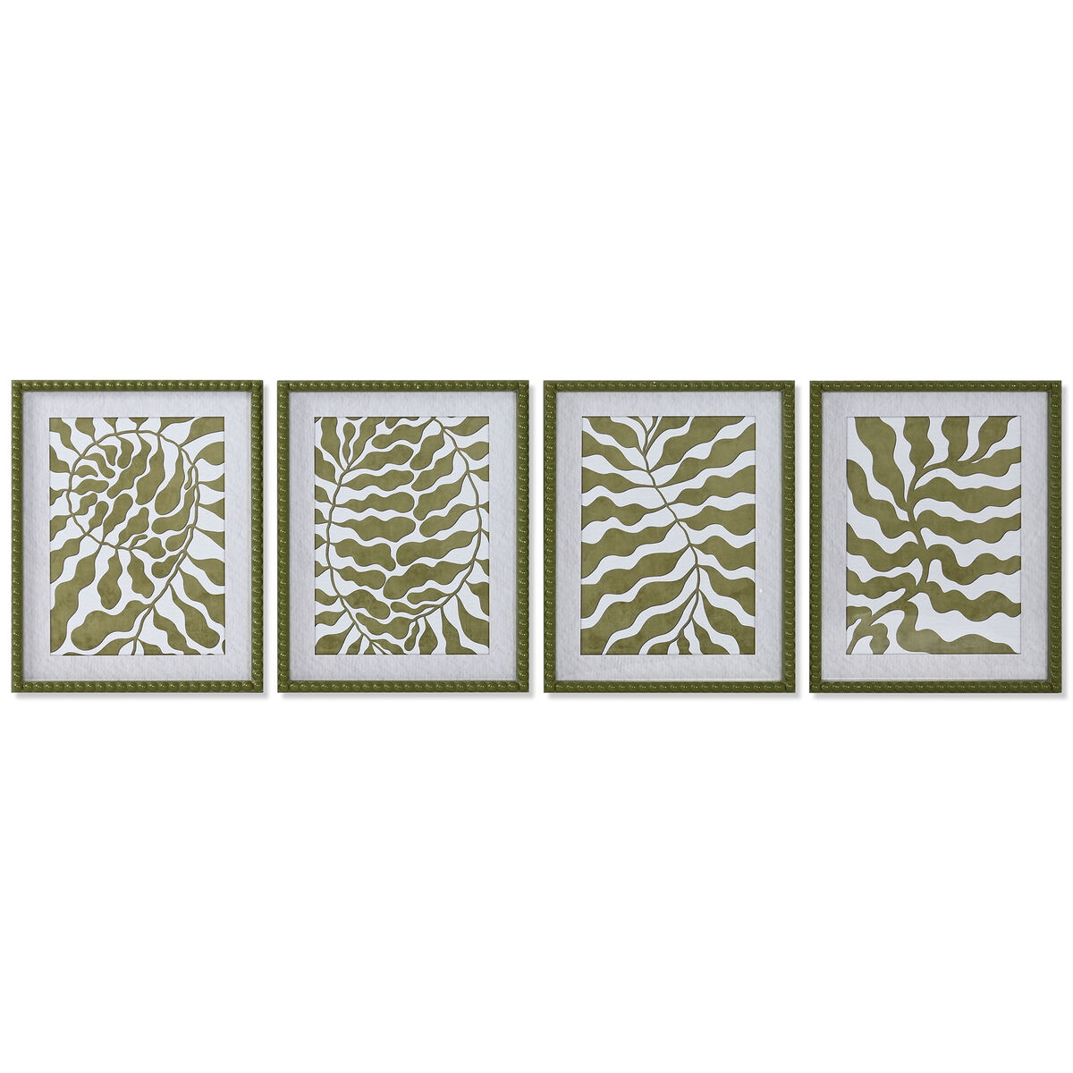 Tavla Home ESPRIT Vit Grön Tropiskt Löv av en växt 40 x 2,5 x 50 cm (4 antal)