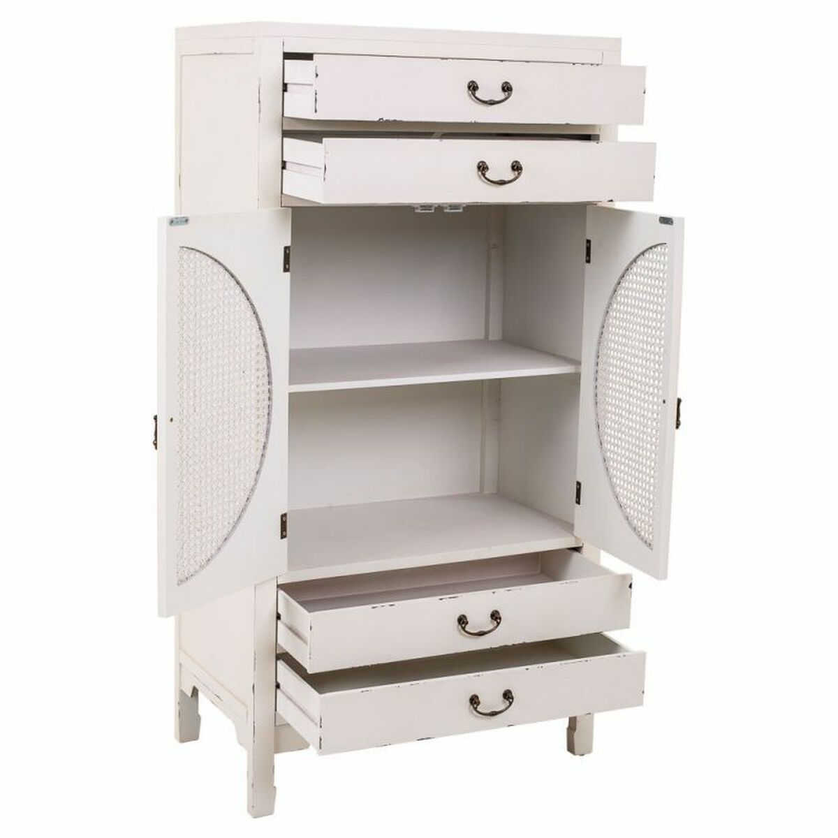 Skåp Alexandra House Living Vit Rattan Granträ Trä MDF 40 x 135 x 70 cm - 2
