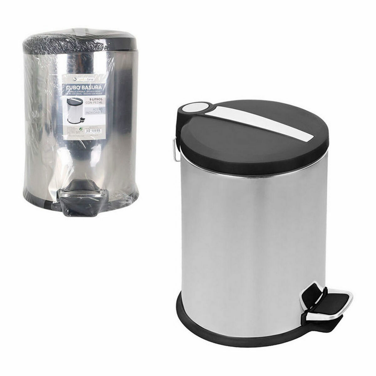 Soptunna Confortime Silvrig Metall 4 antal 9 L 23 x 33 cm (23 x 23 x 33 cm) - 2