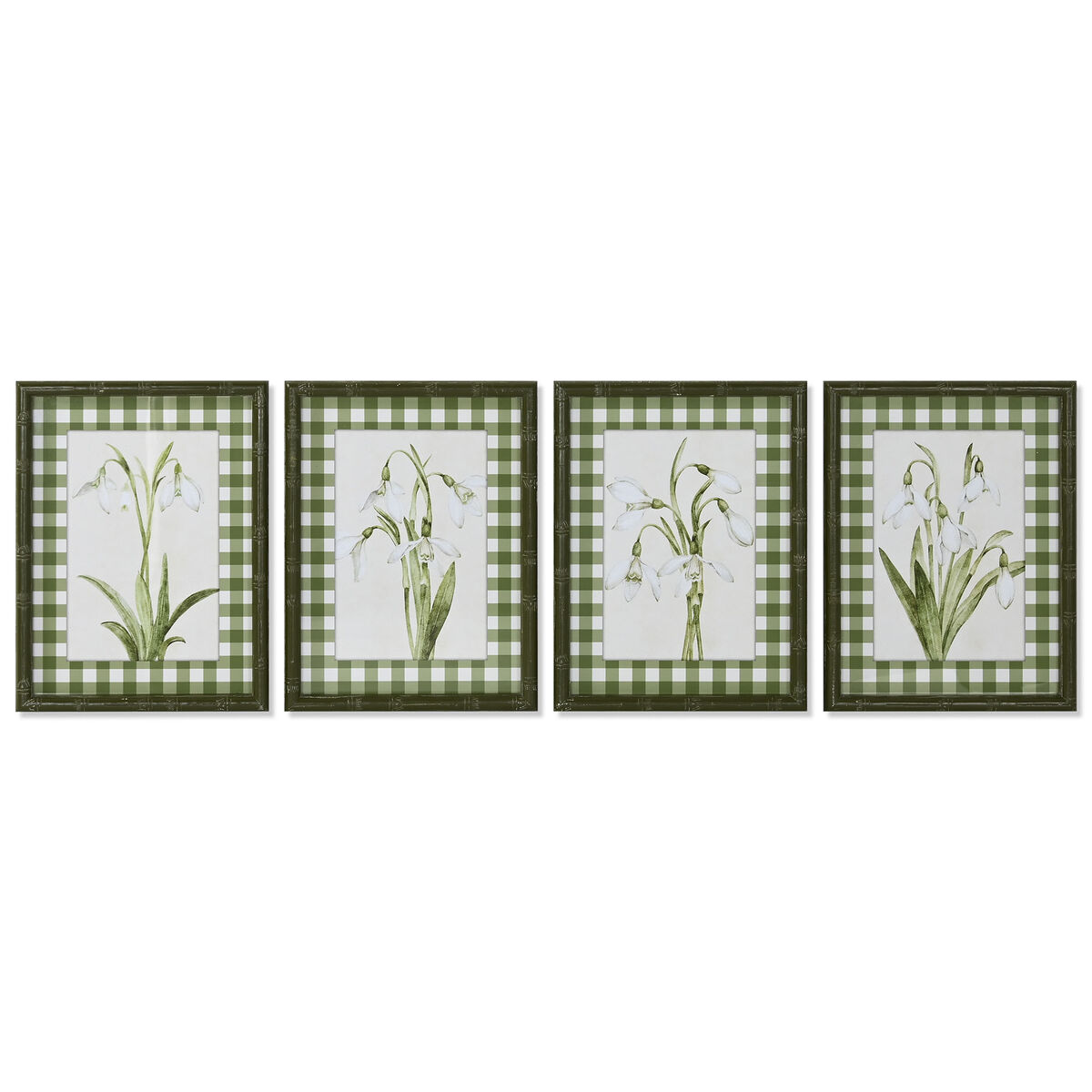 Tavla Home ESPRIT Grön Beige Shabby Chic Botaniska växter 30 x 2,5 x 40 cm (4 antal)