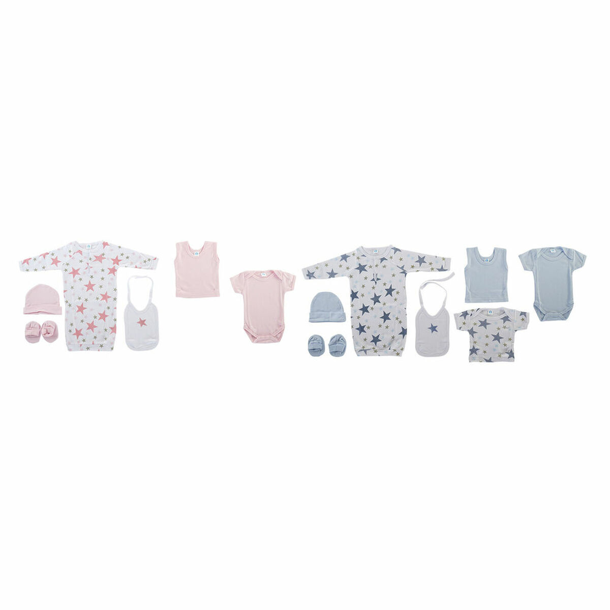 Set av kläder DKD Home Decor Blå Rosa 0-6 månader Stjärnor (7 Delar) (2 antal) - 4