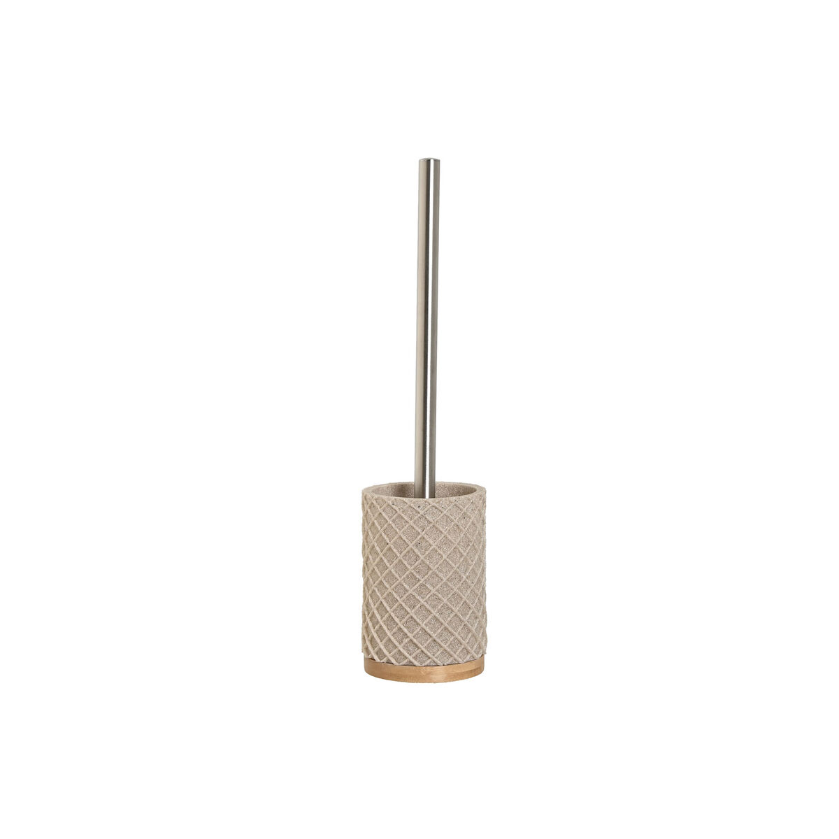 Toalettborste Home ESPRIT Beige Silvrig Harts Bambu 9 x 9 x 37 cm