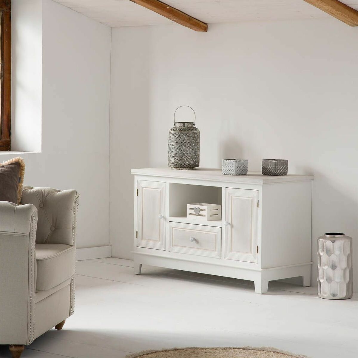 Kommod Alexandra House Living Vit Trä MDF 42 x 60 x 100 cm - 3