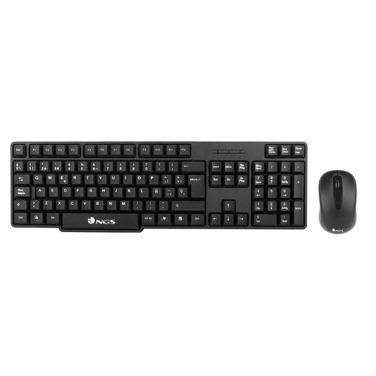 Tangentbord och Mus NGS EUPHORIA KIT Svart Qwerty Spanska Trådlös
