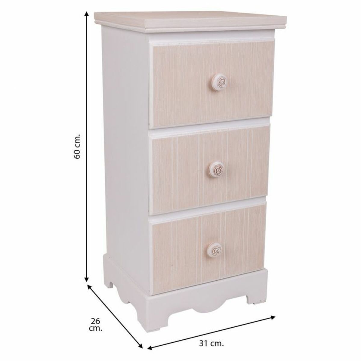 Byrå Alexandra House Living Vit Trä MDF 26 x 60 x 31 cm - 4