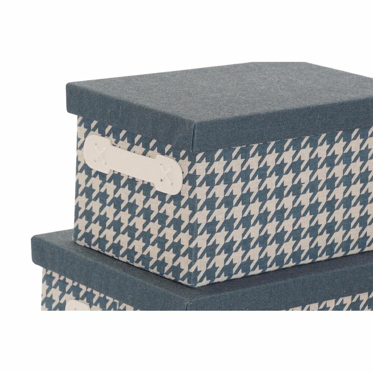 Set med stapelbara förvaringslådor DKD Home Decor Grå Blå Gul 40 x 30 x 20 cm - 8