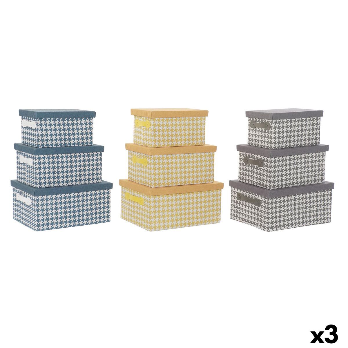Set med stapelbara förvaringslådor DKD Home Decor Grå Blå Gul 40 x 30 x 20 cm - 7