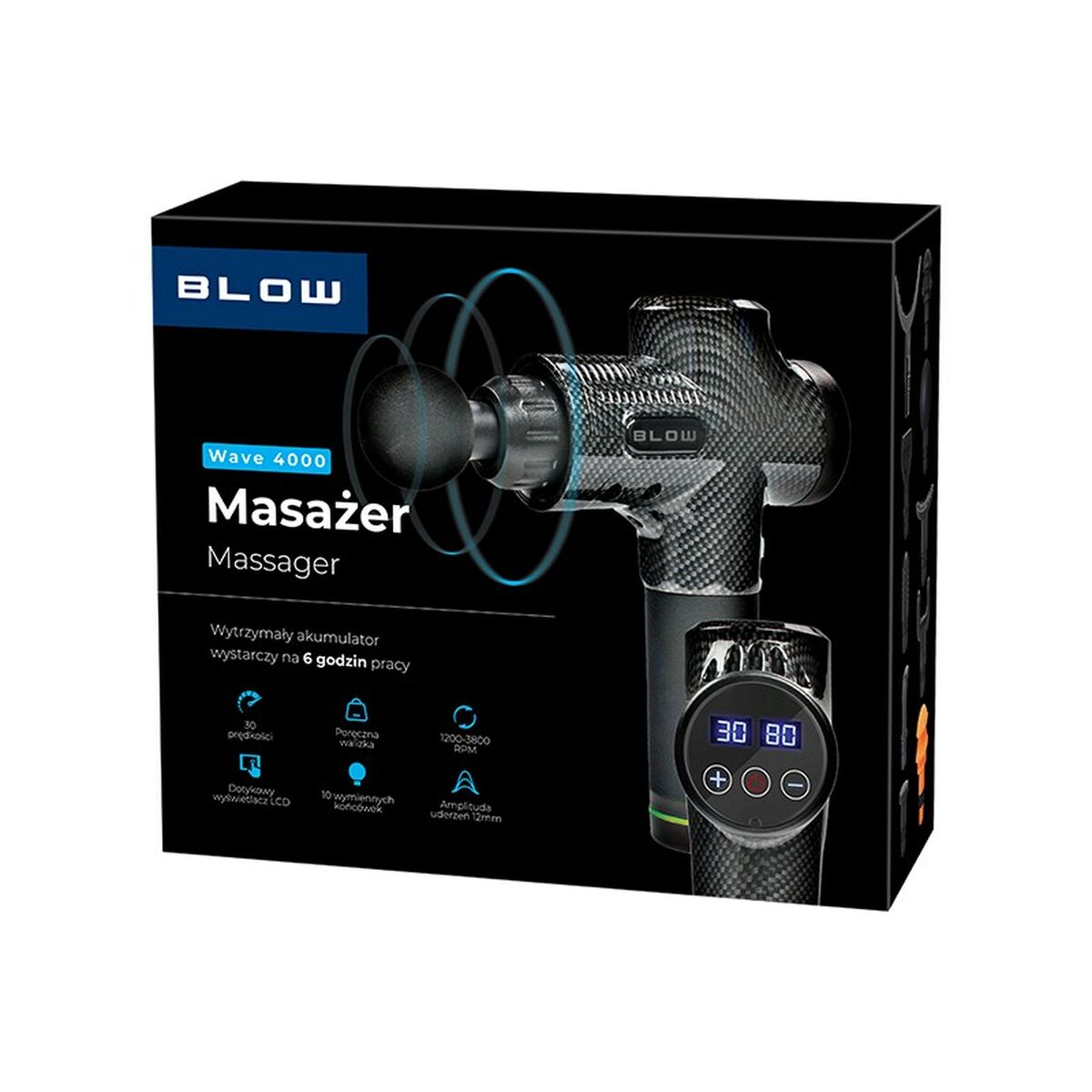Elektrisk handmassageapparat Blow Wave 4000 Svart Grå 2200 mAh - 7