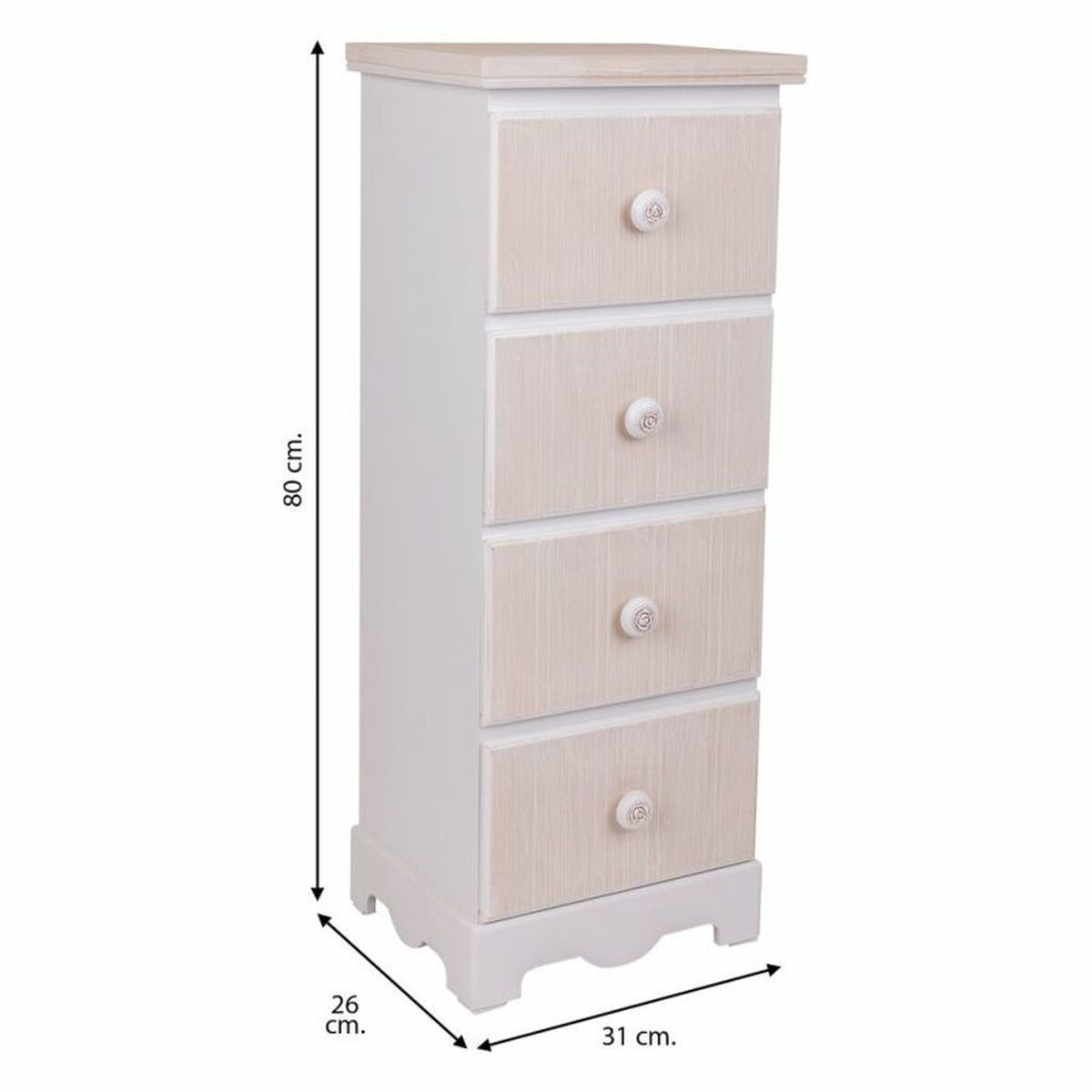 Byrå Alexandra House Living Vit Trä MDF 26 x 80 x 31 cm - 4