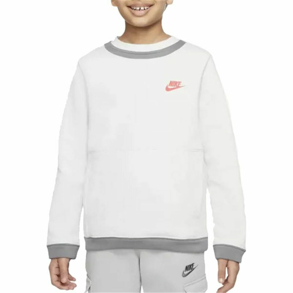 Tröja utan huva Barn Nike Amplify  Vit - 4