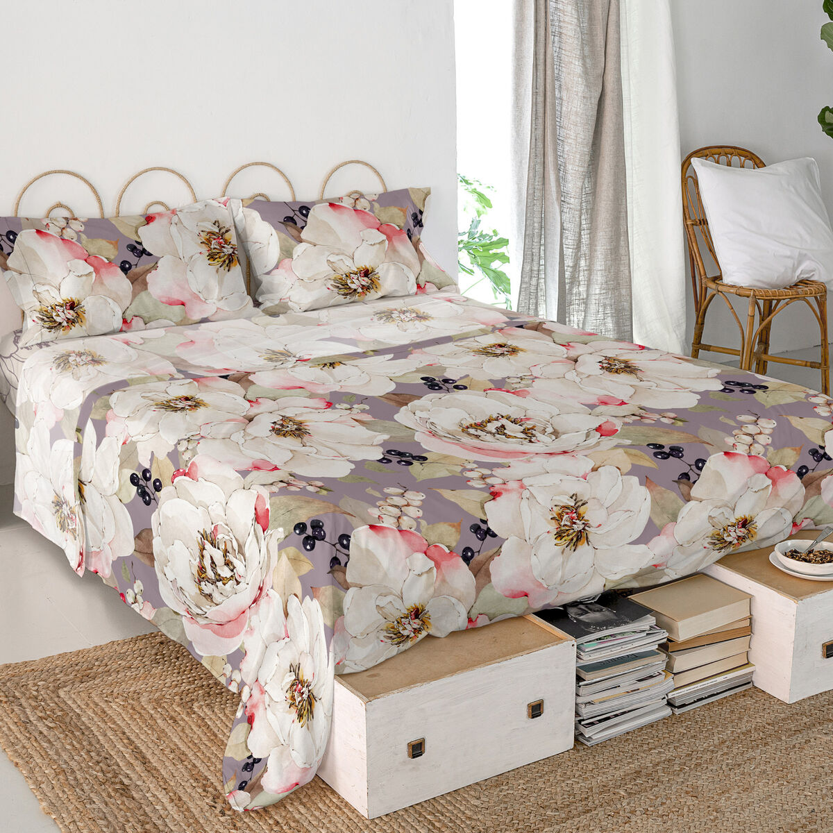 Överlakan HappyFriday White peonies Multicolour 180 x 270 cm - 3
