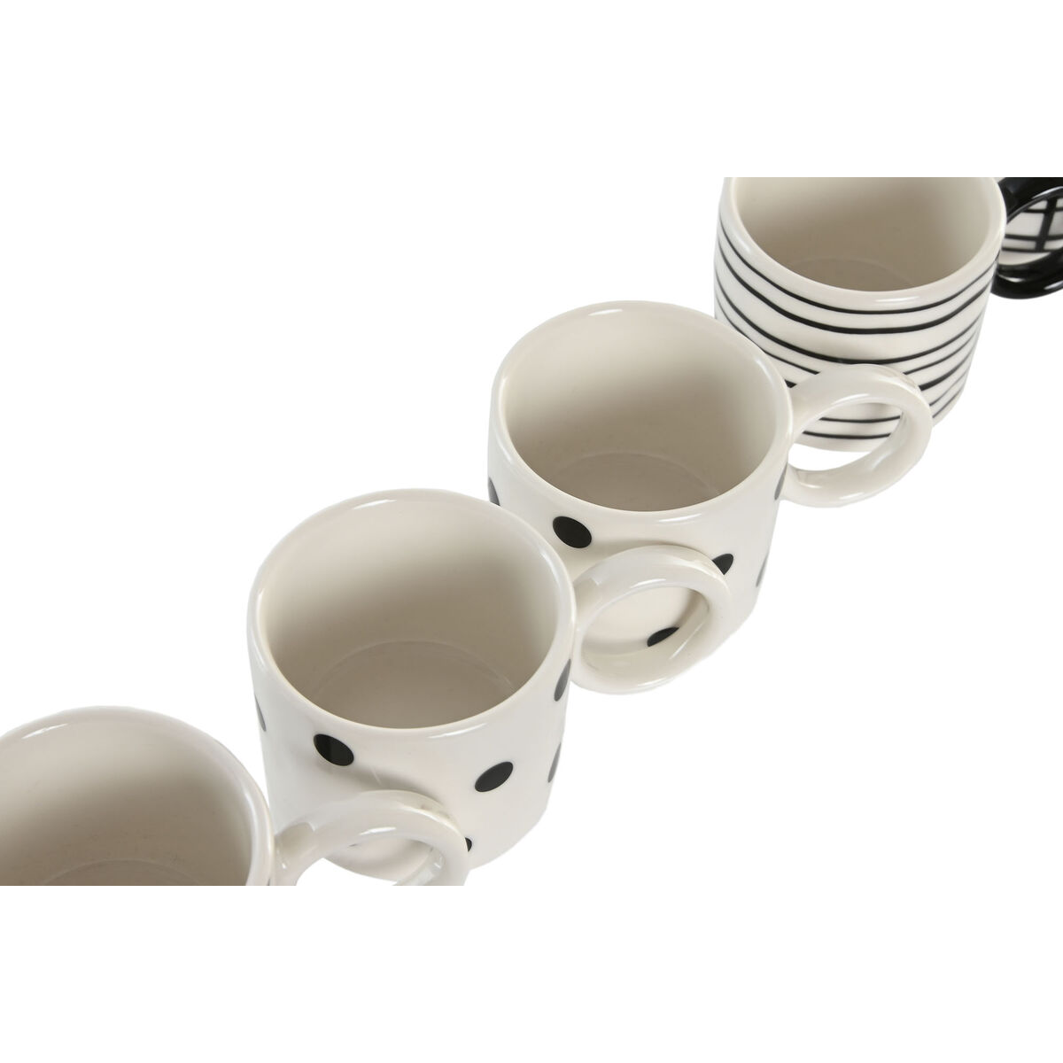 Set med kaffekoppar Home ESPRIT Vit Svart Porslin 90 ml - 3