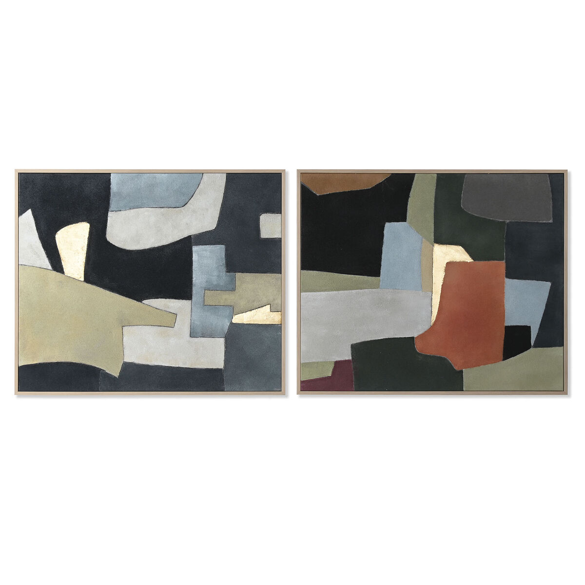Kanvas Home ESPRIT Blå Grön polystyren Kanvas Abstrakt Urban 104 x 4 x 123,5 cm (2 antal)