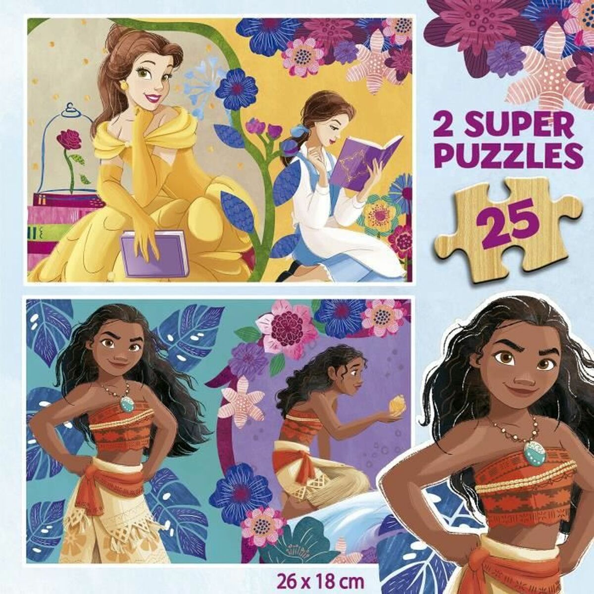 Set 2 pussel Disney Princess Bella + Vaiana 25 Delar - 4