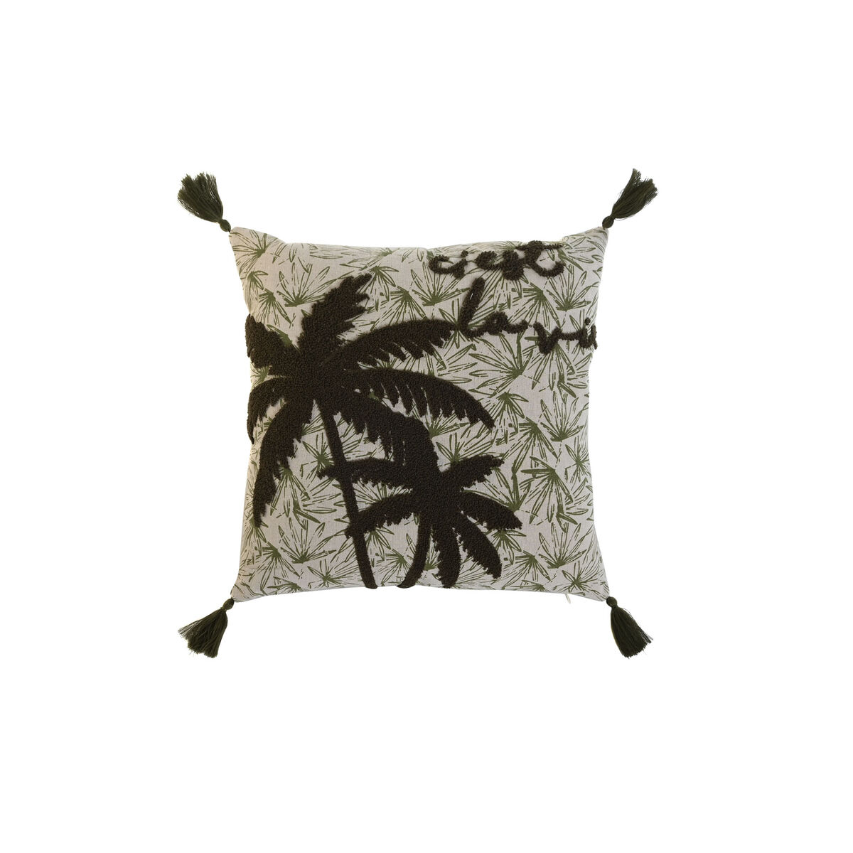 Kudde Home ESPRIT Grön Beige Palmer Boho 45 x 5 x 45 cm