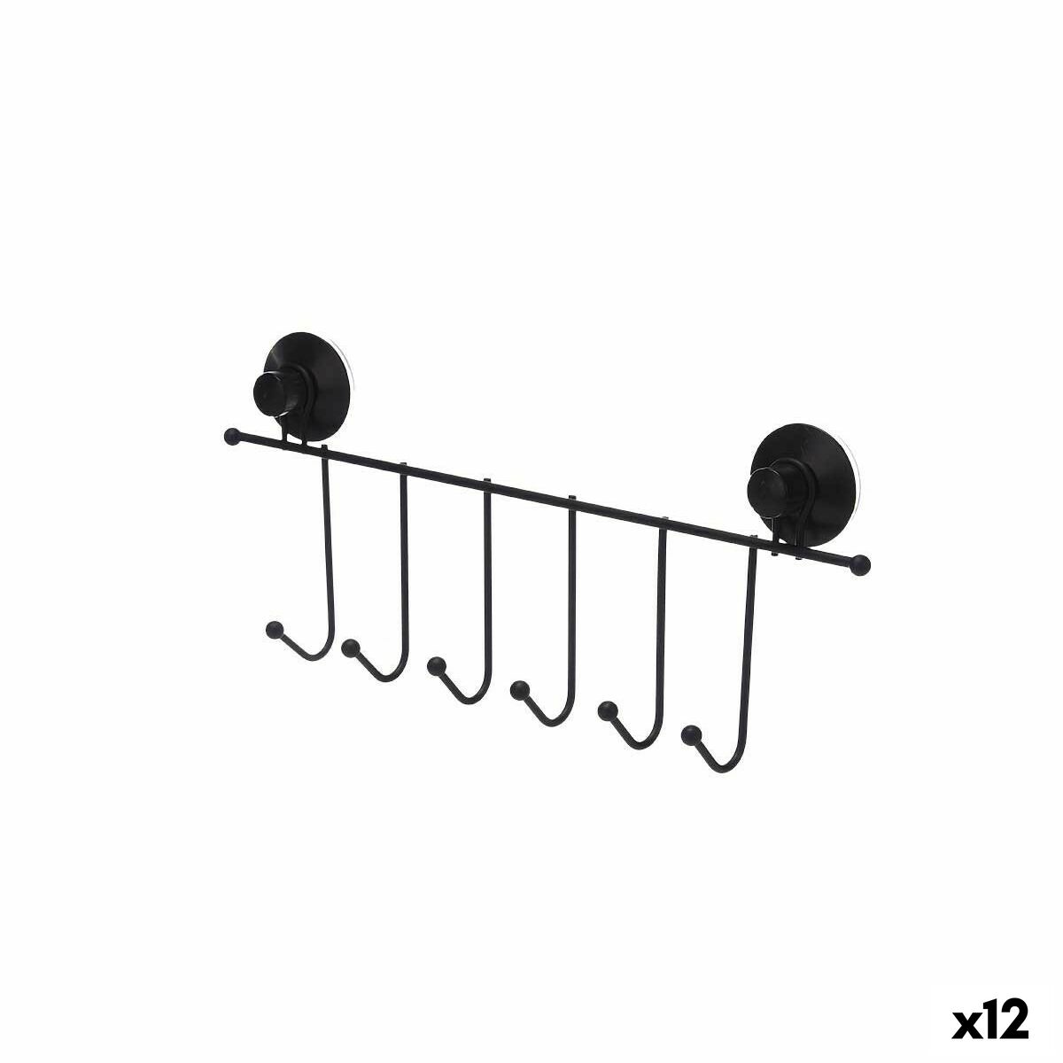 Dörrhängare Berilo Svart Stål ABS 39 x 16 x 4,9 cm (12 antal)