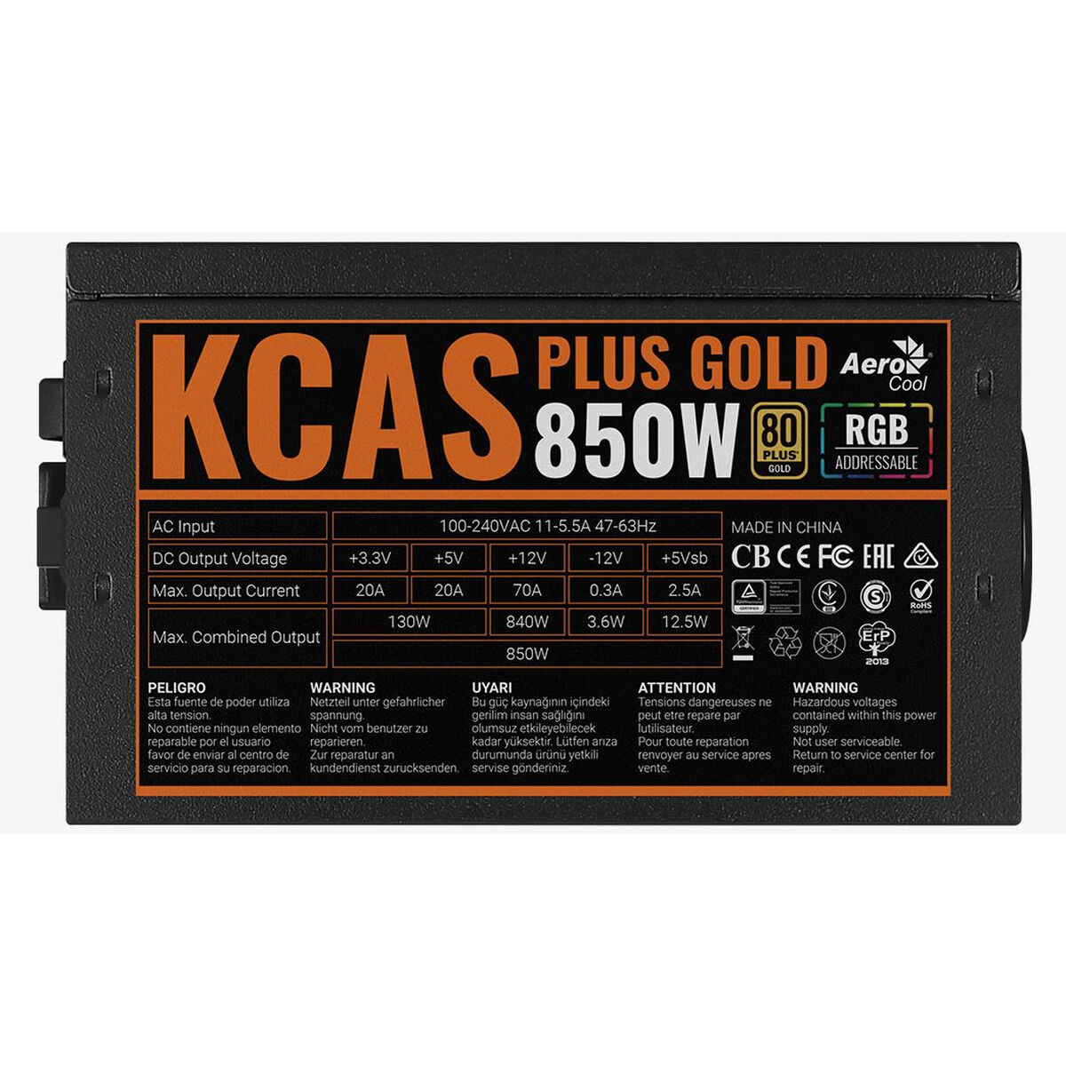 Strömtillförsel Aerocool KCAS PLUS 850 W 80 Plus Gold RoHS - 20