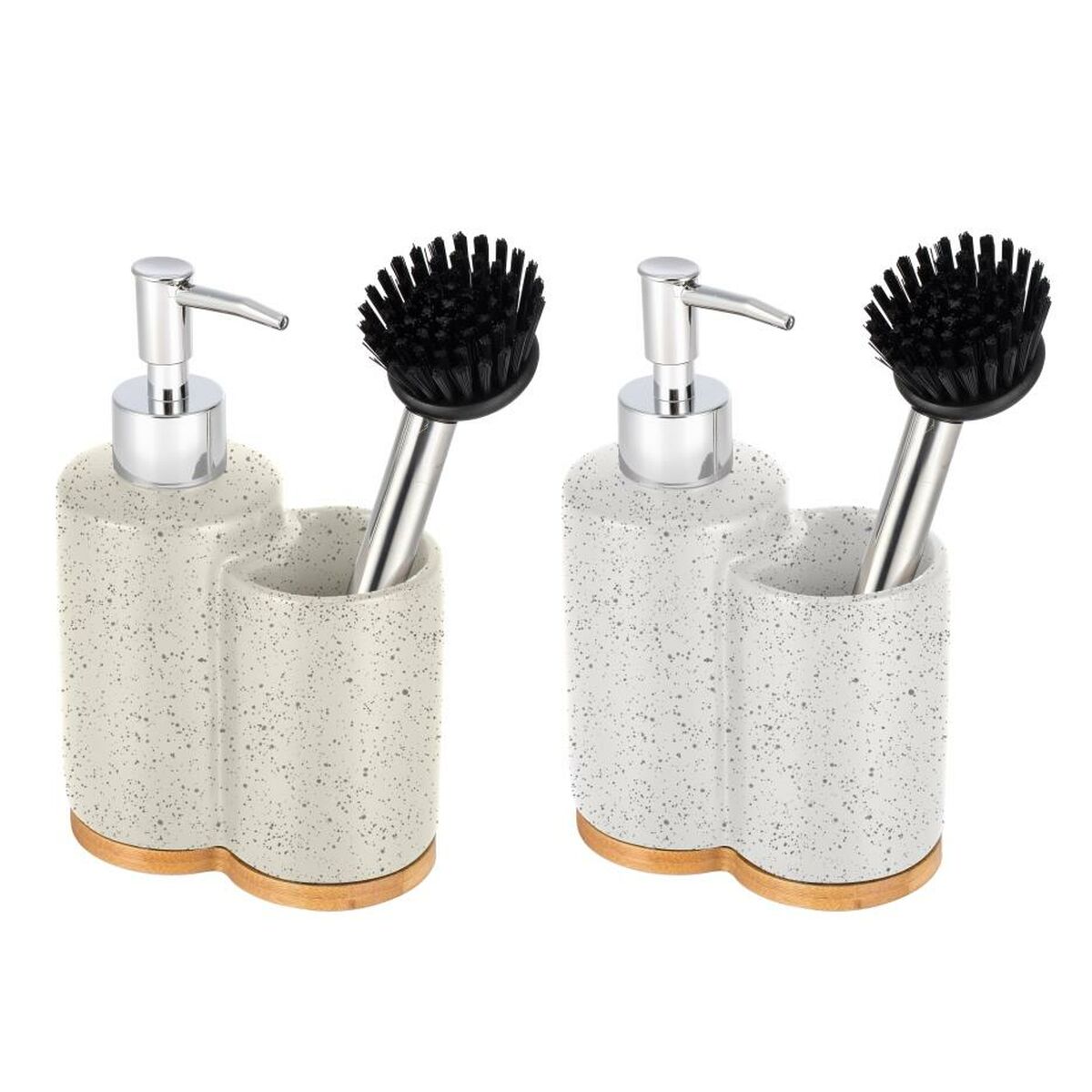 Tvålfat Home ESPRIT Beige Grå Silvrig Bambu Rostfritt stål Dolomite 11,5 x 6,5 x 18,5 cm (2 antal)