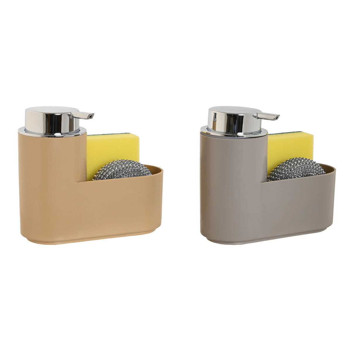 Tvåldispenser Home ESPRIT Beige Grå polystyren ABS 17 x 7,5 x 15 cm (2 antal)