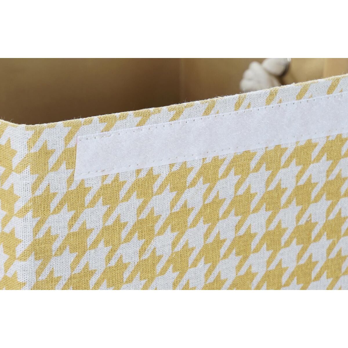 Tvättkorg DKD Home Decor Hundtandsmönster 36 x 36 x 55 cm Grå Blå Gul (3 antal) - 2