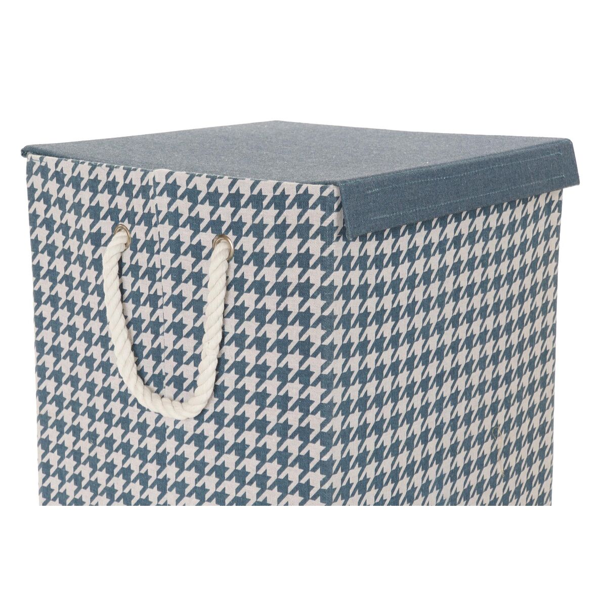 Tvättkorg DKD Home Decor Hundtandsmönster 36 x 36 x 55 cm Grå Blå Gul (3 antal) - 6