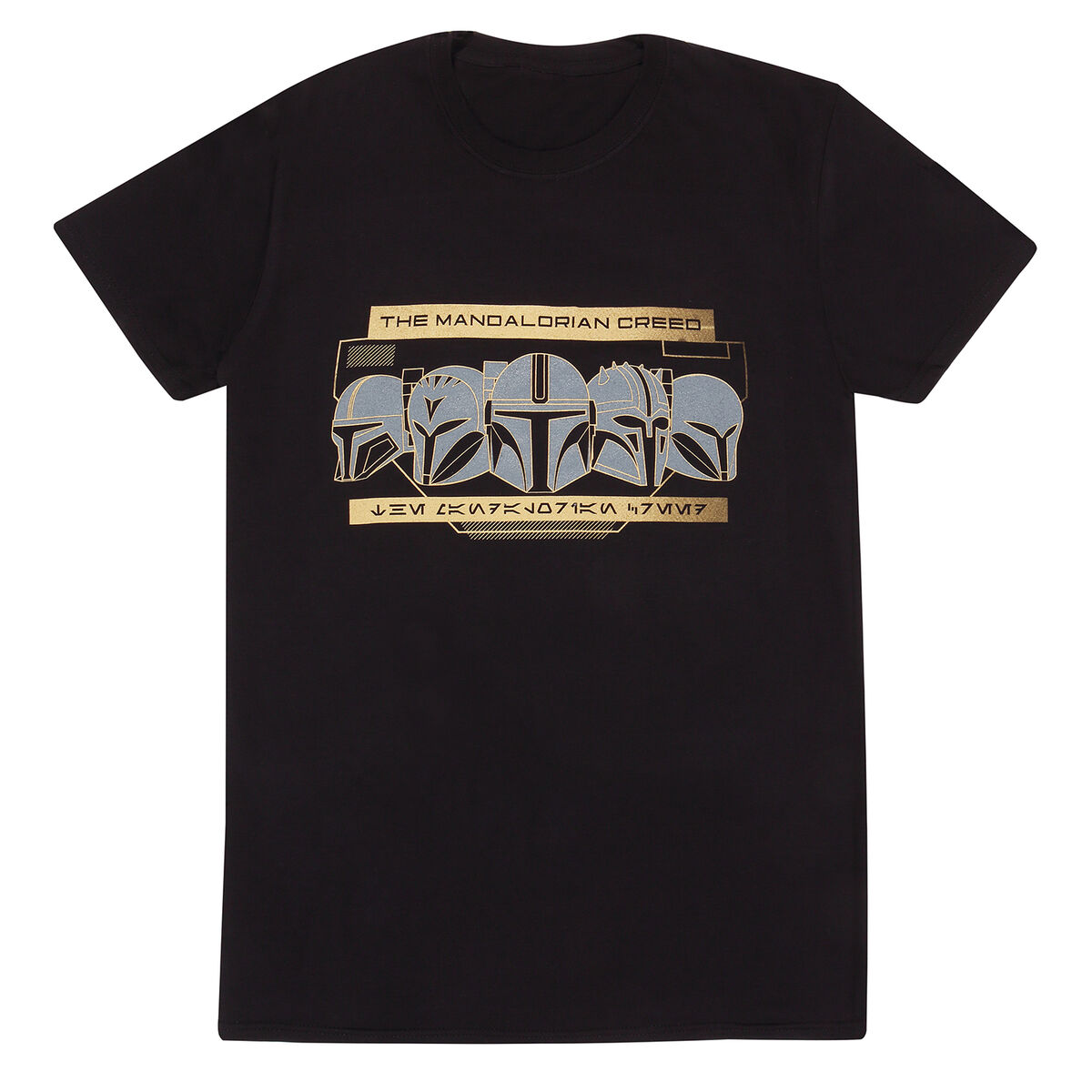 T-shirt med kortärm The Mandalorian Row of Helmets Svart Unisex - 6