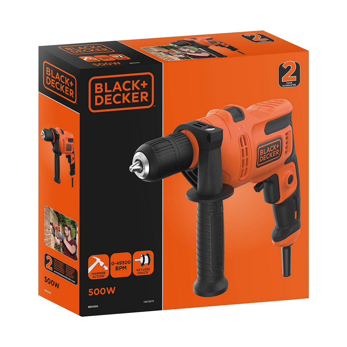 Borr- och tillbehörssats Black & Decker BEH200-QS 500 W 230 V 230-240 V - 2