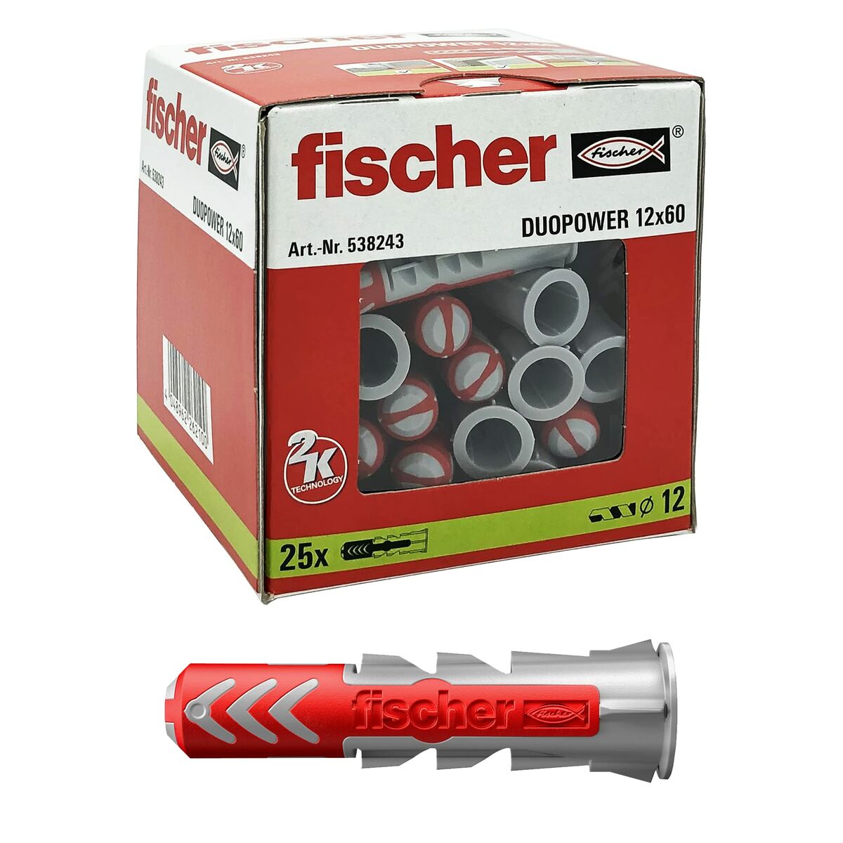 Dobbar Fischer DuoPower 538243 Nylon Ø 12 x 60 mm (25 antal) - 6
