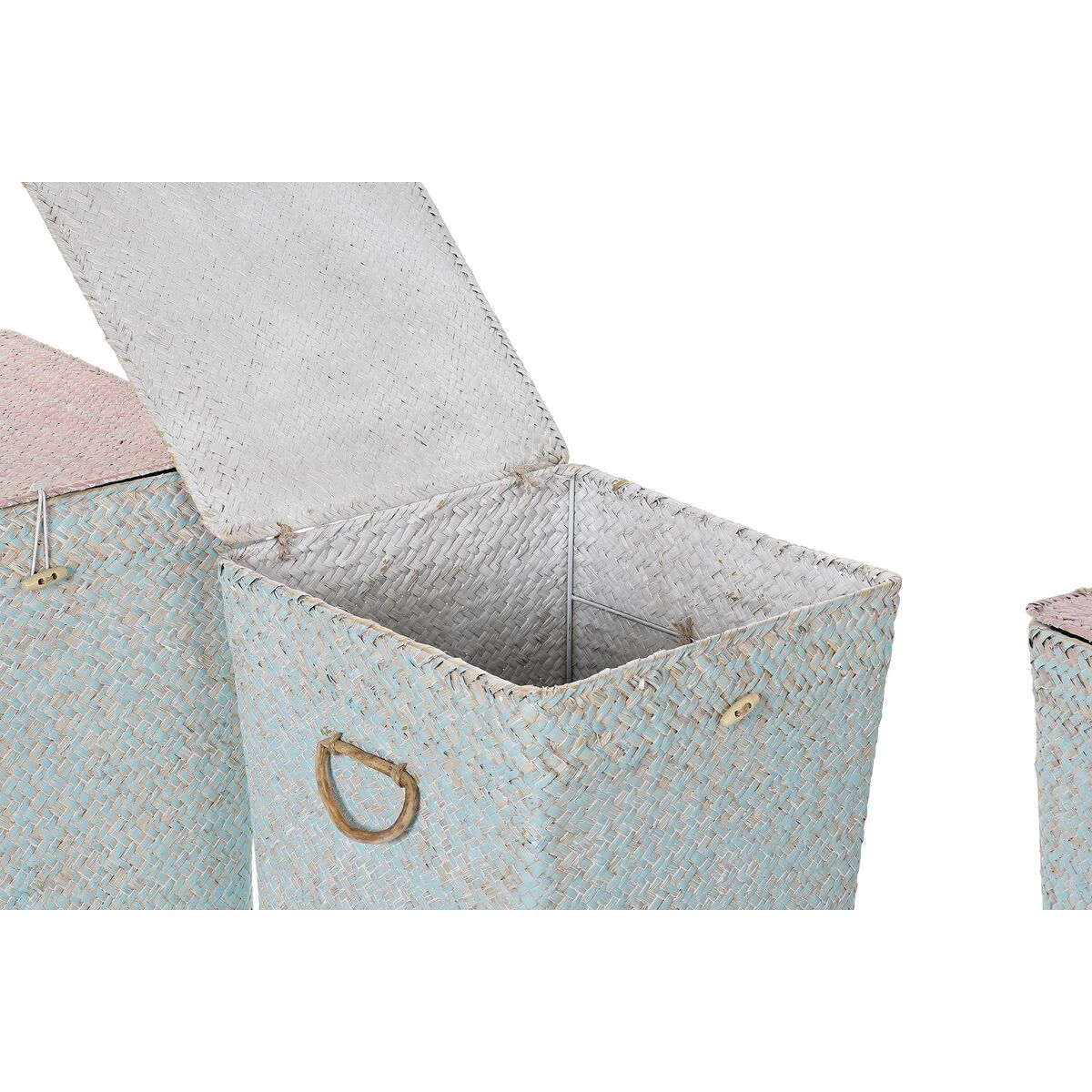 Korgset DKD Home Decor Rosa Celeste Boho 37 x 37 x 50 cm (3 Delar) - 2