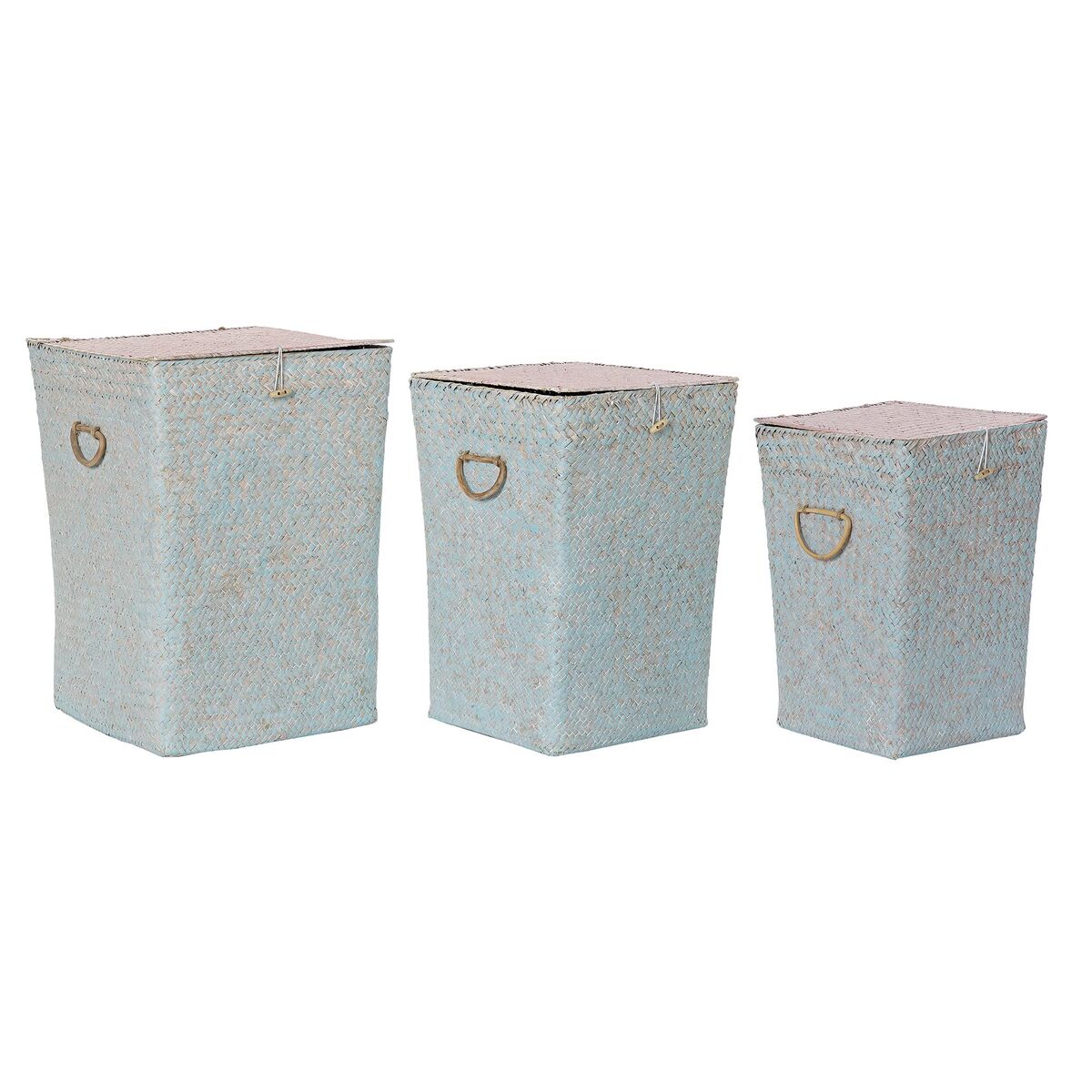 Korgset DKD Home Decor Rosa Celeste Boho 37 x 37 x 50 cm (3 Delar) - 8