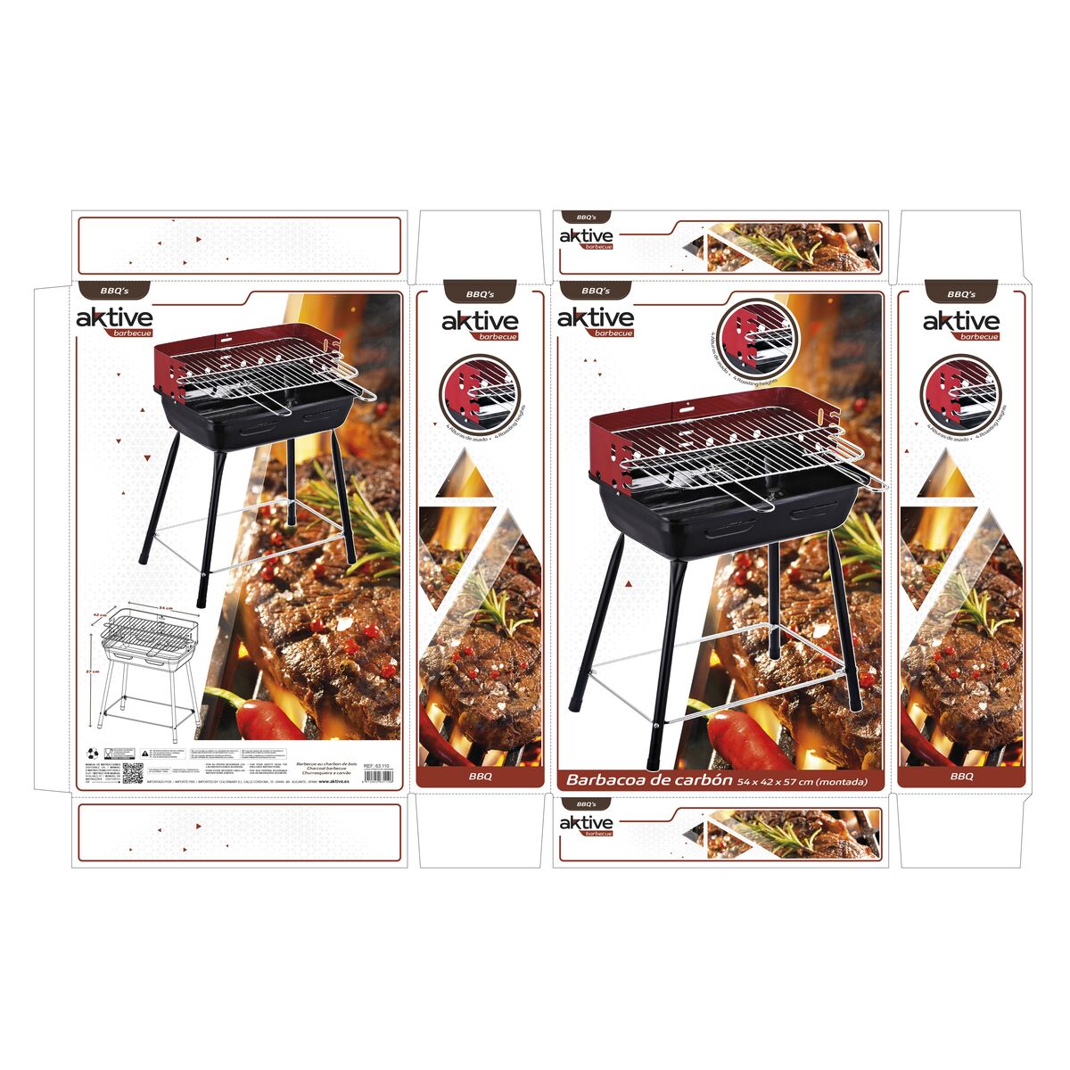 Bärbar Grill Aktive Metall 42 x 54 x 42 cm (2 antal) - 5